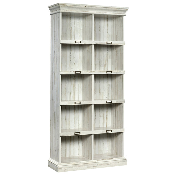 English Elm Tall Bookcase with Labelled Cubby Slots, White Engineered Wood, Dual-Sided Back, Sturdy 35.6"x13.5"x75" Storage Elegance B356P402640