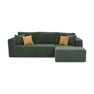English Elm Full Corduroy L-shaped Sectional Sofa Foam Cushions No Assembly Cozy Living Room B2748S00050