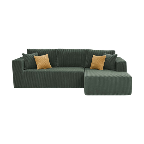 English Elm Full Corduroy L-shaped Sectional Sofa Foam Cushions No Assembly Cozy Living Room B2748S00050