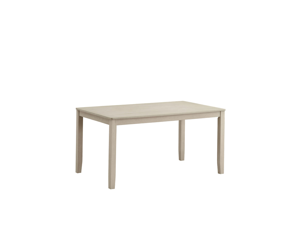 English Elm Ferris 7-Piece Light Oak Dining Set in Antique White with Cross-Back Linen Chairs and 59" Table B2726S00558