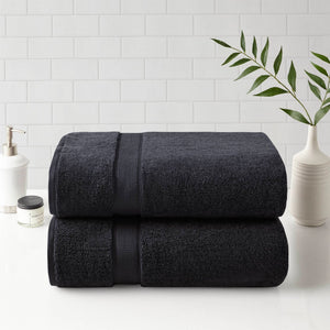 English Elm Ultra-Soft Cotton Bath Sheet Set 34x68 Inch 2-Pack - Plush, Highly Absorbent Towels for Home Spa Comfort Black 18 L x 12.01 W x 6.25 H B035P294209