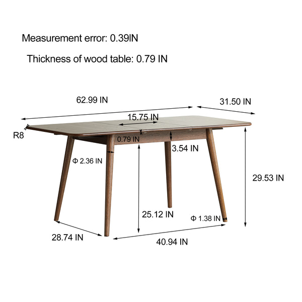 English Elm Walnut Solid Oak Extension Dining Table Seats Eight with Diagonal Legs Farmhouse Style W1283139300