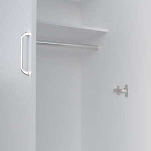 English Elm Armoire, Spacious Engineered Wood Wardrobe with Two Drawers, Hanging Rod and Hidden Storage Appeal White 77.95 L x 18.5 W x 3.15 H B097S00190