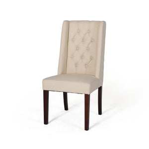 English Elm Dining Chair Set of Two Wingback Button Tufted High Back Birch Leg Upholstered 61539.00BGE