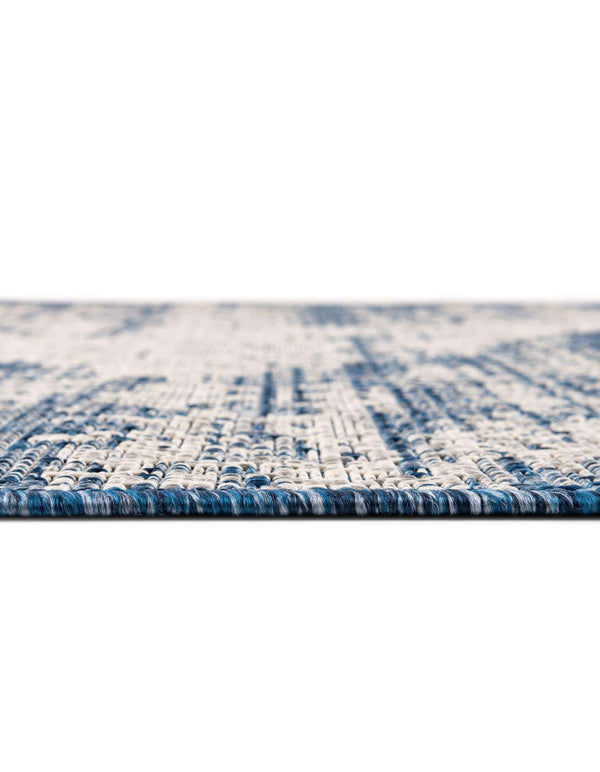 Unique Loom Outdoor Modern Cartago Machine Made Abstract Rug Blue, Ivory/Gray 10' 0" x 14' 1"
