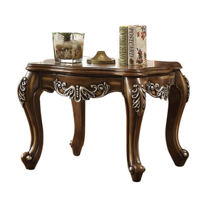 English Elm Antique Oak End Table With Scalloped Top & Elegant Queen Anne Legs For Timeless Home Decor B062P209097