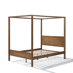English Elm Christopher Knight Home® - Queen Solid Antique Oak Canopy Bed Frame with High-Density Slats, 800lb Support & 10" Storage Clearance N758Q877980N