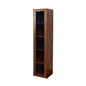 English Elm Display Curio Cabinet with Led Lighting Five Shelves Acrylic Doors Tall Bookcase W331P380593