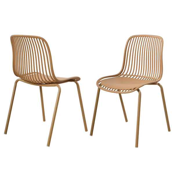 English Elm Eldred Outdoor Stackable Dining Chairs Set of 2 Uv Resistant Patio Seating Brown Yellow N776P390471Y