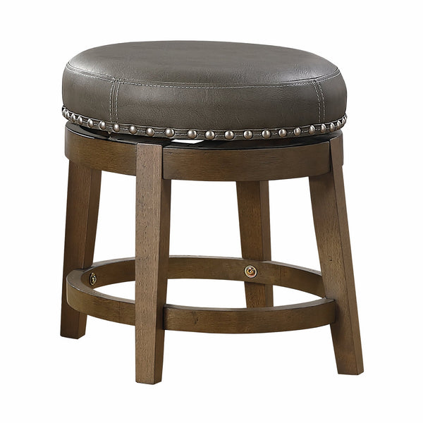 English Elm Round Swivel Stool Set of 2 with Black Faux Leather Seat, Nailhead Trim & Solid Wood Legs, 19.5" H Brown Gray 35.75 L x 21 W x 9.75 H B011P201571