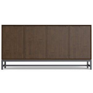 English Elm Banting Solid Wood Walnut Sideboard with Four Doors and Steel Base for Dining Rooms B136P439015