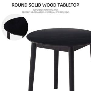 English Elm Black Round Table solid rubberwood 31.5" diameter — sturdy, space-saving dining or coffee table, modern rustic finish W2720P198347