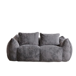 English Elm Giant Ultra Soft Fluffy Loveseat Bean Bag Sofa for Adults, Oversized Shredded Foam Couch with Pillows Grey W3723P353893