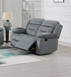 English Elm Recliner Velvet Tufted Loveseat with Manual Side Handle, Plush Arm Pillows for Ultimate Comfort and Style DARK GREY 59 L x 31 W x 26 H B089P240506
