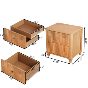 English Elm 3-piece King Bedroom Set Fluted Wood Frame Natural Finish with Storage Nightstands W1716S00033