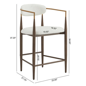 English Elm Christopher Knight Home® - Counter Stool Set Of 2 - Chic Beige Upholstered Design With Gold Iron Frames For Modern Spaces N771P249370J