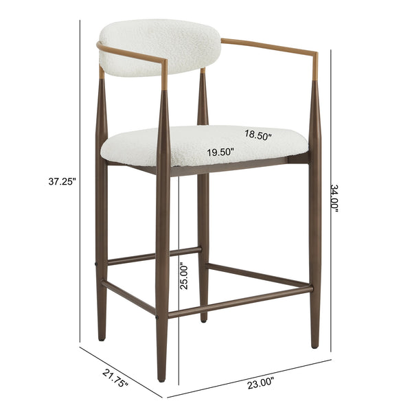 English Elm Christopher Knight Home® - Counter Stool Set Of 2 - Chic Beige Upholstered Design With Gold Iron Frames For Modern Spaces N771P249370J