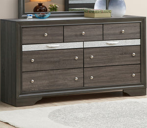 English Elm Madrid 6-Drawer Chest with Felt-Lined Full-Extension Drawers, Modern Laminate Wood Grain Finish Gray 43 L x 66 W x 20 H B078P285997