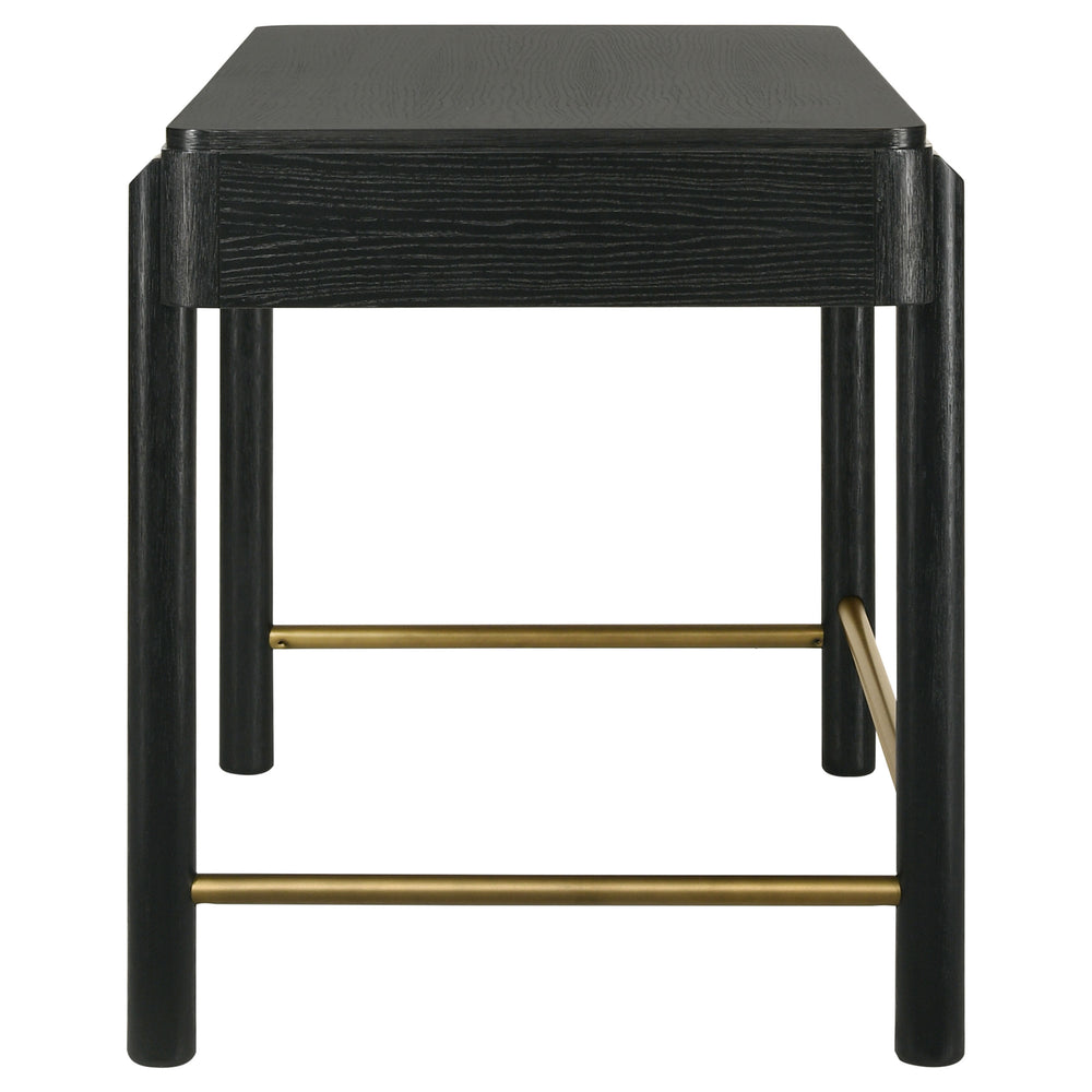 English Elm Anser Modern Coastal 2-Drawer Vanity Desk in Black with Aged Brass Hardware and Rounded Legs — Stylish Console Storage B062P299883