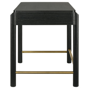 English Elm Anser Modern Coastal 2-Drawer Vanity Desk in Black with Aged Brass Hardware and Rounded Legs — Stylish Console Storage B062P299883