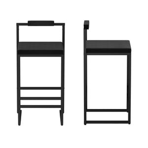 English Elm Modern Velvet Upholstered Bar Stools Set Of 2 - Stylish Counter Height Chairs With Footrest & Support W1757P310422