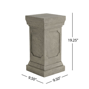 English Elm 19.25'' Mgo Square Column Pedestal Plant Stand for Indoor Outdoor Garden Spaces N772P334166G