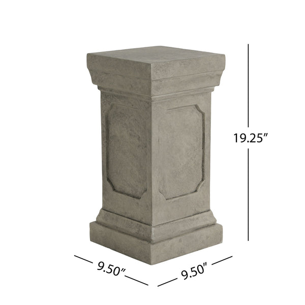 English Elm 19.25'' Mgo Square Column Pedestal Plant Stand for Indoor Outdoor Garden Spaces N772P334166G