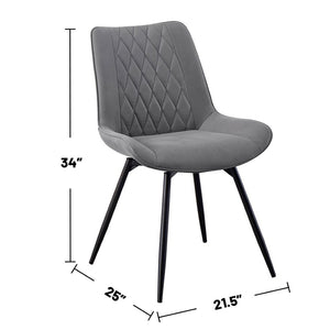 English Elm Set Of 2 Swivel Side Chairs - Grey Leatherette Upholstered Retro-Modern Dining Room Seating B016P369806-GIGA