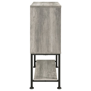 English Elm Hovander Farmhouse Bar Cabinet with Sliding Barn Doors Wine Storage and Gunmetal Legs B062P441038