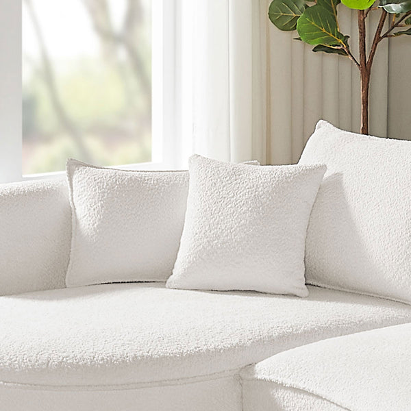 English Elm Curved Boucle Sectional Sofa - Elegant White Design For Modern Living Rooms & Comfortable Seating W876S00302