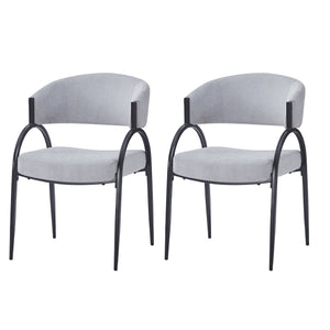 English Elm Upholstered Gray Fabric Dining Chair Set of Two with Sleek Metal Legs Modern Style N768P184752L