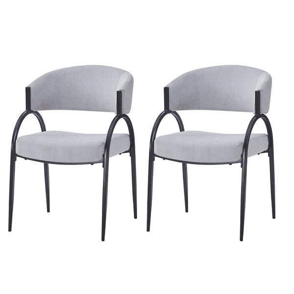 English Elm Upholstered Gray Fabric Dining Chair Set of Two with Sleek Metal Legs Modern Style N768P184752L