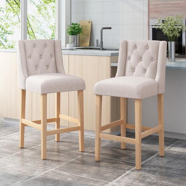 English Elm Vienna Wingback Counter Stools Set of 2 Tufted Fabric Nailhead Kitchen Bar Seating 64854.00BGE