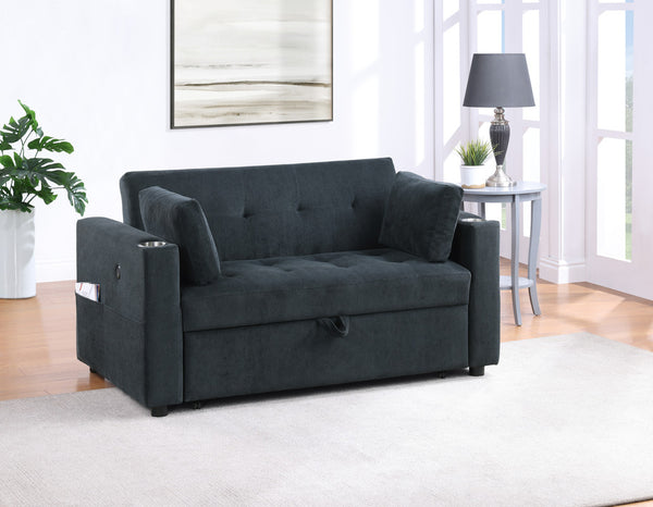 English Elm Laurelle Tufted Corduroy Sleeper Loveseat with Usb Charging and Storage Arms B2749P413230