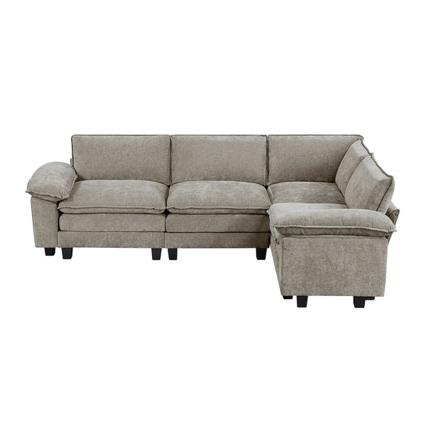 English Elm Modern 4-Piece Modular Sectional Sofa In Plush Chenille - Versatile Comfort & Chic Design For Living Rooms B011S01815