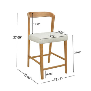 English Elm Christopher Knight Home® - Solid Rubber Wood Counter Stools Set Of 2 - Natural Oak & Beige Upholstery For Modern Comfort N771P292086Q