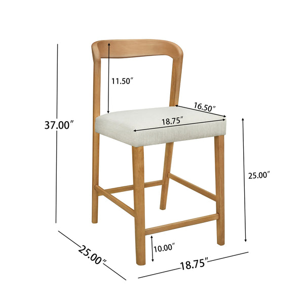 English Elm Christopher Knight Home® - Solid Rubber Wood Counter Stools Set Of 2 - Natural Oak & Beige Upholstery For Modern Comfort N771P292086Q