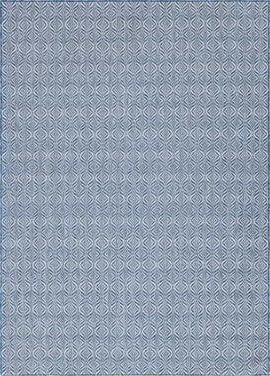 Unique Loom Outdoor Trellis Deco Trellis Machine Made Trellis Rug Blue, Ivory/Navy Blue 8' 0" x 11' 4"