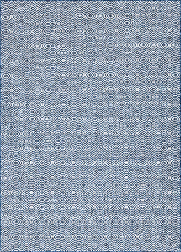Unique Loom Outdoor Trellis Deco Trellis Machine Made Trellis Rug Blue, Ivory/Navy Blue 8' 0" x 11' 4"