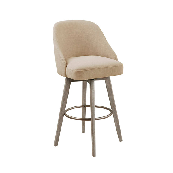 JLA Home Madison Park - Bar Stool Madison Park Pearce swivel counter stool, reclaimed grey rubberwood legs, comfy upholstered seat MP104-1053