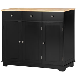 English Elm Homcom Modern Sideboard With Solid Rubberwood Top, 3 Drawers, Adjustable Shelves & Versatile Design W2225P229288