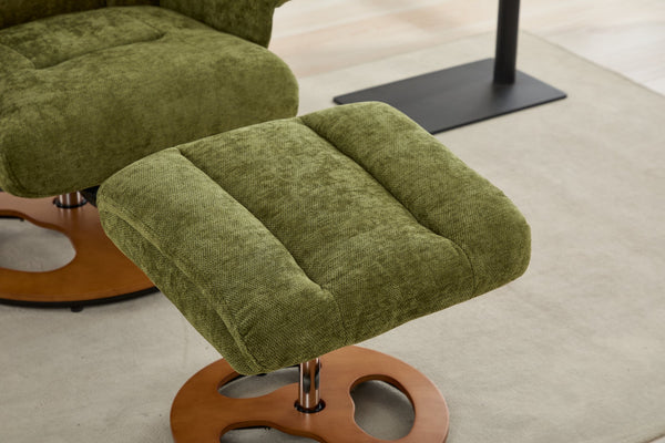English Elm 069dr-ergonomic Swivel Recliner with Massage Heating Chenille Wingback Lounge Chair Green W527S00011