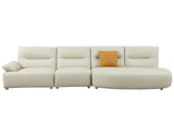 147.24'' Modern Curved Sectional Sofa, 5-Seat Eco-Leather Couch Set, Beige