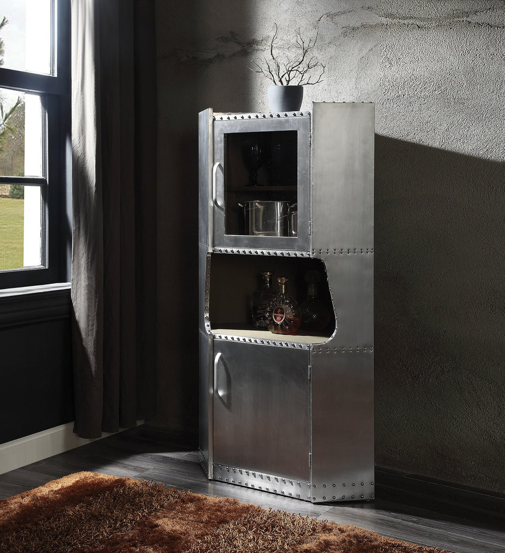 English Elm Aluminum Two-Door Cabinet with Shelf — Durable Wood & Aluminum Finish, Modern Concealed Storage, 57"H x30"W B062P209181