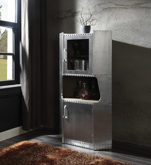 English Elm Aluminum Two-Door Cabinet with Shelf — Durable Wood & Aluminum Finish, Modern Concealed Storage, 57"H x30"W B062P209181