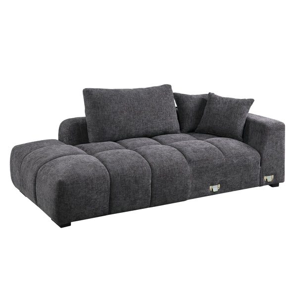 English Elm Chosen Gray Chenille Sectional Sofa Modular 2-Chaise with Ottoman, Toss Pillows, Pocket Coil Seats, 149"W x32"H B2726S00427