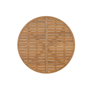 English Elm U_style Solid Acacia Wood Round Outdoor Dining Set Seats Four with Slatted Design Natural WY000475AAO