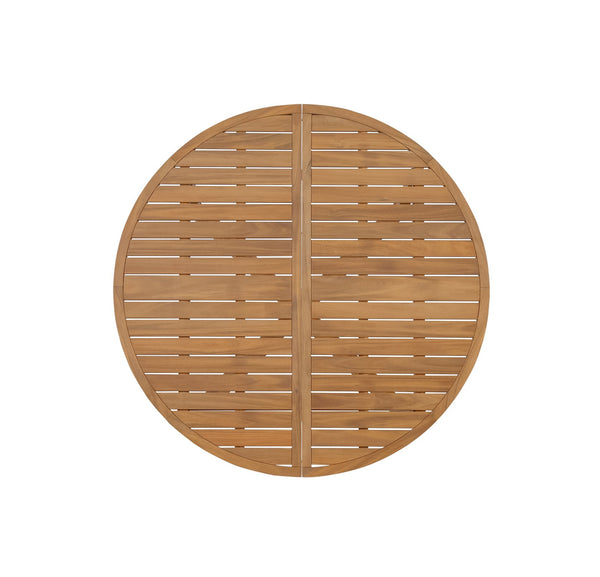 English Elm U_style Solid Acacia Wood Round Outdoor Dining Set Seats Four with Slatted Design Natural WY000475AAO
