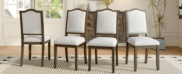 English Elm Farmhouse Upholstered Dining Chairs Set of 4 with High Back, Comfortable Modern Seating for Home Use Brown+Beige N752P271803D
