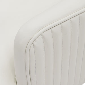 English Elm Raya Solid Wood Vegan Leather Dining Chair with Gold Geometric Base, Ribbed Back & High-Density Foam Ivory B365P397727